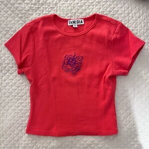 I.AM.GIA Pinkish/Redish T-Shirt with Hibiscus Design